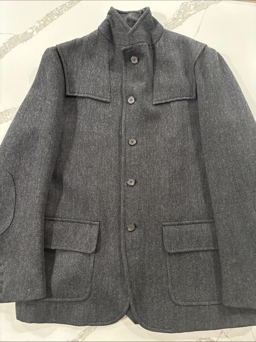 Men's Charcoal Military-Style Field Coat
